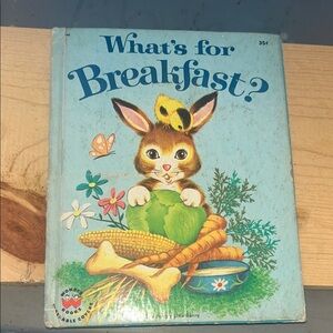 What's for Breakfast? Vintage Kids Picture Book - Blue